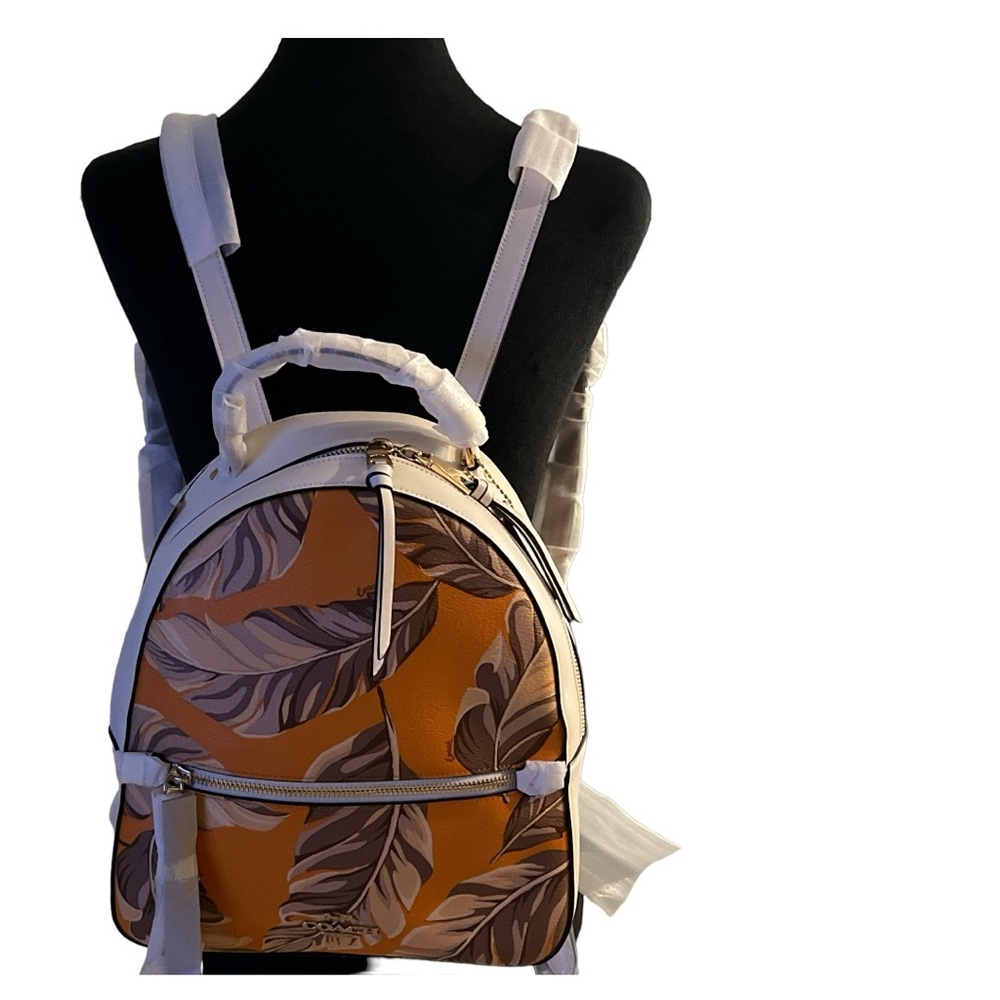 Coach Signature Jordyn Backpack Natural Banana Leaves Redwood Sunbeam Multi NWT - Picture 4 of 12